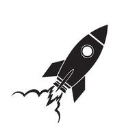 A black and white illustration of a rocket vector