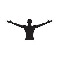 Black silhouette of a person with arms outstretched isolated on white background silhouette vector