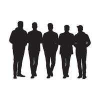 Silhouettes of men standing in a line vector