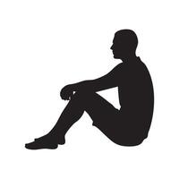 Man sitting casually with legs crossed silhouette isolated on white background vector