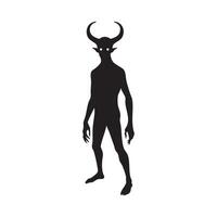 A silhouette of a demon with horns vector