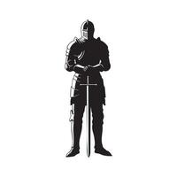 A silhouette of a knight with a sword vector