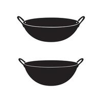 Two black and white woks on a white background vector