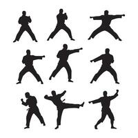 Karate man silhouette set, illustration vector