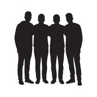 Silhouette of four men standing in front of each other vector