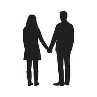 Silhouette of a couple holding hands vector