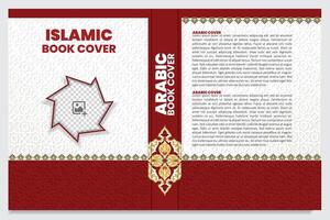 Islamic book cover template design with arabesque arabic pattern and design vector