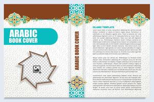 Islamic Book Cover Template Design with Arabesque Arabic Pattern and Design Elements vector