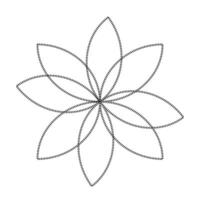 Minimal geometric flower with overlapping petal lines in symmetrical radial design on white background vector