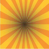 Bright radial comic background with yellow rays and halftone dots in vintage pop art retro style design vector