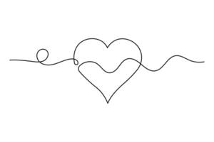Continuous abstract love shape line art illustration in minimal clean drawing style vector
