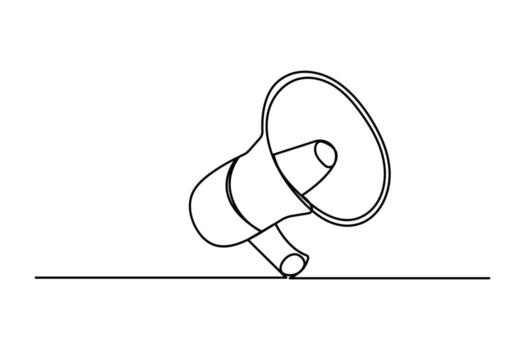 Megaphone icon in continuous one line drawing and minimal design style isolated illustration vector
