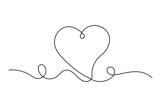 uno línea romántico amor icono en resumen mínimo estilo con sencillo contorno dibujo vector