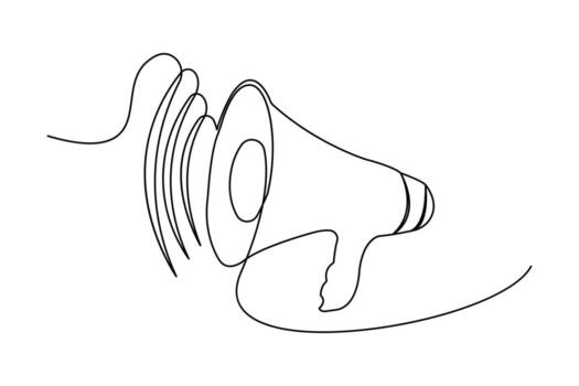Megaphone one line sketch in minimal outline style perfect for announcement or message concept vector