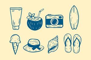 illustration of summer icon with hand drawn style vector