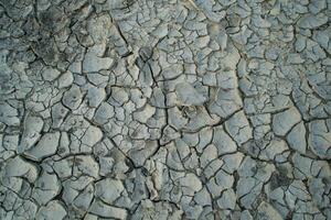 Cracks have appeared in the ground due to lack of rain for many days photo