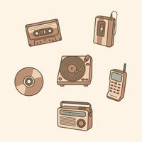 entertainment cartoon character music tools. music nostalgia memories and retro audio vector