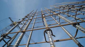 Steel Frames of A Building Under Construction, With Tower Crane On Top 4 video