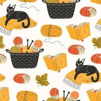 Cat and yarn pattern illustration vector