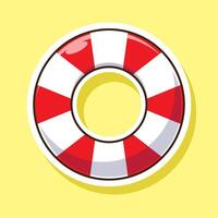 Flat cartoon icon or symbol of Beach lifeguard tires illustration for summer with simple style concept. Summer vibes vector