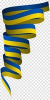 Ukrainian flag ribbon rolls down slightly flat to the right. isolated ukraine flag banner template design vector