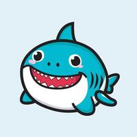 cute shark illustration kawaii style vector