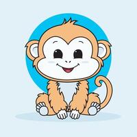 cute kawaii style monkey illustration vector