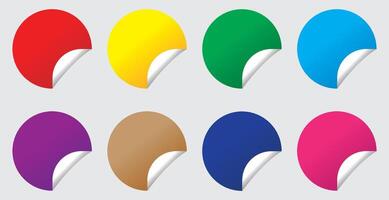 Vibrant Round Stickers with Realistic Peel Effect Isolated Set vector