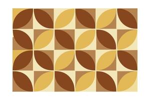 Geometric Pattern with Leaf-like Shapes in Brown Beige Yellow Arranged in a Grid vector