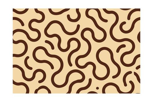 Brown wavy lines Pattern on beige abstract repeating design vector