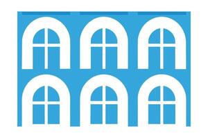 Blue Architectural Pattern Featuring Six Arched Windows with Cross Details architecture vector