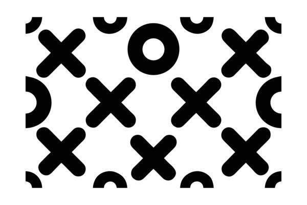 Tic tac toe game pattern with crosses circles semi-circles