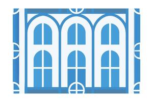 Blue Architectural Pattern with Arched Windows Decorative Elements on architecture vector