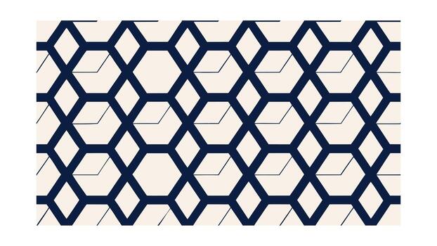 Navy Blue Hexagon Diamond Geometric Pattern on Cream Simple Repeating Design vector
