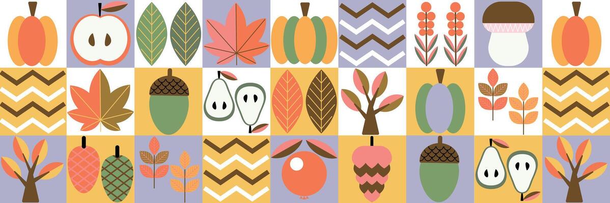 Big set of autumn fall shapes, geometric bauhaus minimalistic elements for design, contemporary natural organic harvest background