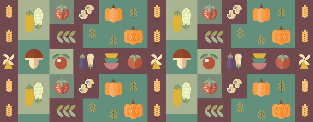 Geometric mosaic, bauhaus pattern. Modern geometry figure, shape and autumn elements.