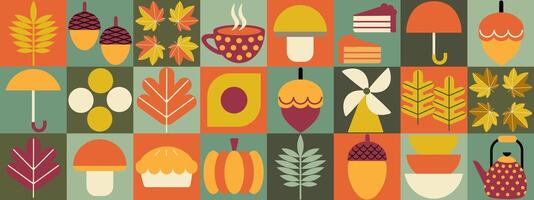 Autumn-themed graphic design elements vector