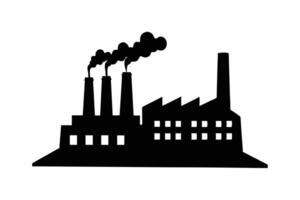 A black silhouette art of an old factory with smokestacks vector