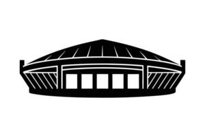 A black silhouette art of a stadium with open roof design vector
