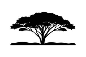 A black silhouette art of savanna with acacia trees vector