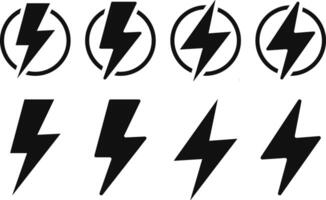 Lightning bolt icons. Electric power symbol. Power energy signs. depicting thunderbolt symbols. weather and energy design vector