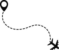 airplane with dotted flight path. dotted line airplane path . flight route with start point. travel and navigation designs. flying plane with twisted vector