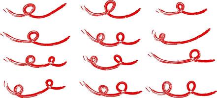 Swoosh and swoop underline. Hand drawn pen strokes. Highlighting a note. Handwritten underlining accent element. markers underscore and accent lines vector
