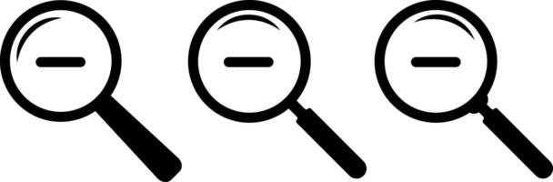 Search Icon. zoom out scale Magnifying glass for research and find. look magnifier loupe sign. loupe with check mark sign. minus zoom tool symbols vector