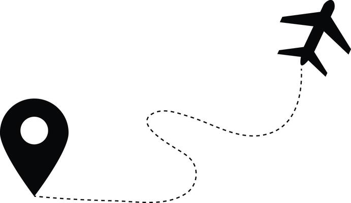 air plane route dash line route with location. dotted flight path. downloadable graphics for travel and navigation design.