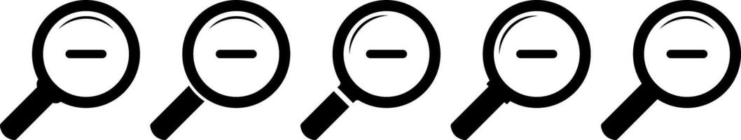 Magnifying Glass icons. magnifier with minuResearch tool concept. find information. Searching success icons vector