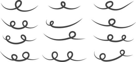 Swoosh and swoop underline. Handdrawn scribble pen strokes. Memo note highlight. Handwritten underline accent element. vector