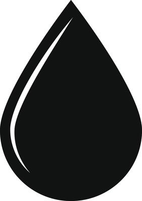 black water droplet icon with glossy highlight. oil drop or liquid drop icon. droplet symbol representing purity. Tear and oil symbols.