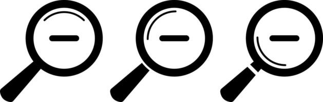 Search Icon. out scale. minus zoom tool symbols. Searching success icon. Magnifying glass for research and find vector