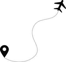 airplane with dotted flight path. dotted line airplane path . flight route with start point. travel and navigation designs. flying plane with twisted. curved and straight dashed. vector